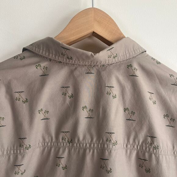 5.11 Tactical Shirt Button Up Snaps Short Sleeve Palm Tree Print Tan Size Large - Picture 11 of 12